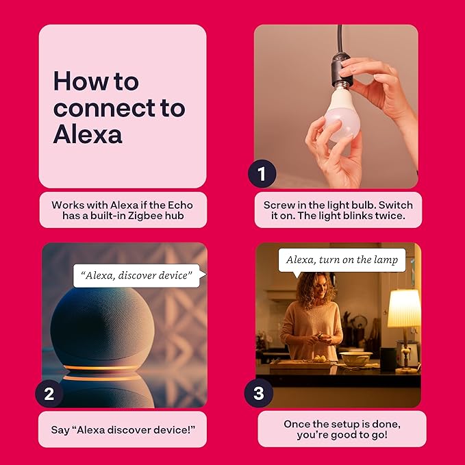 innr Smart Light Bulbs, A19 Zigbee, Works with Philips Hue* and Alexa (Bridge Required), Warm to Cool White, Dimmable, E26 LED Bulb 75 Watt, Soft White Light, 1140lm, 2-Pack