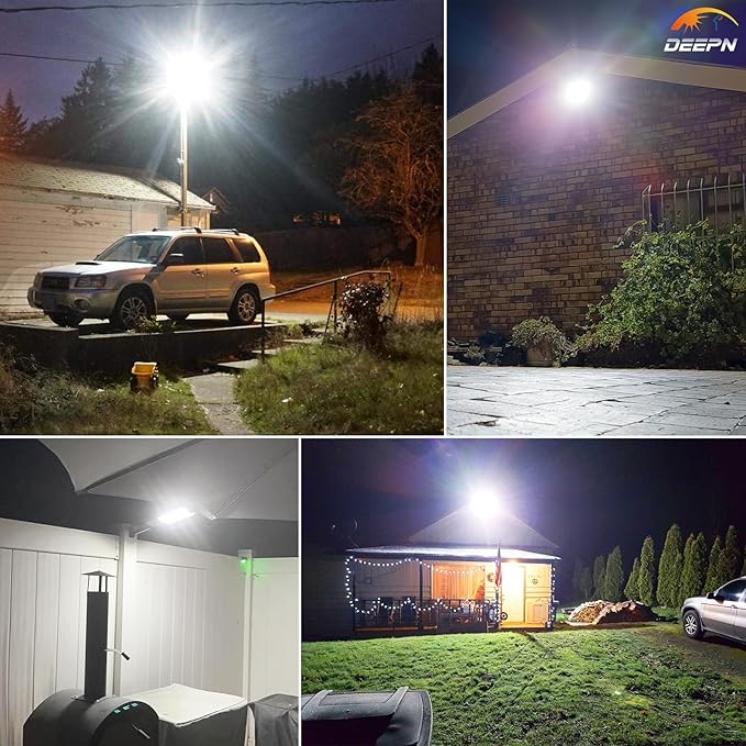 Deepn Solar Lights Outdoor 8000W, Solar Street Lights Outdoor IP67 Waterproof, 480 LED Security Flood Light 7000K Street Light 300000LM with Motion Sensor & Dusk to Dawn for Outside, Pathway&Yard