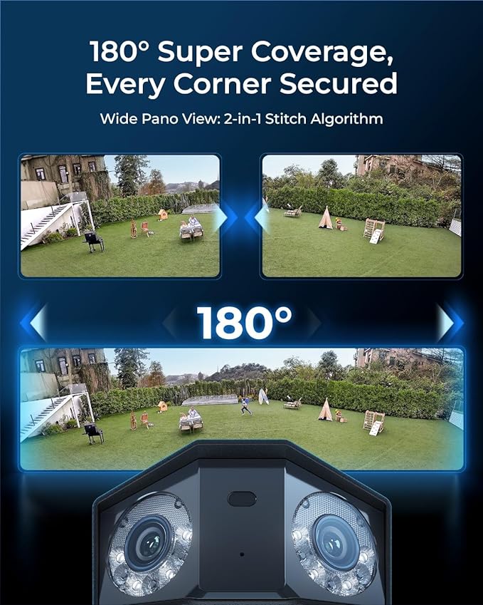 REOLINK Duo 3 PoE Bundle PoE Switch, One Cable Offer Both Power and Data, 16MP UHD Dual-Lens, 180° Panoramic View, Motion Track, F1.6 Color Night Vision Security Camera System