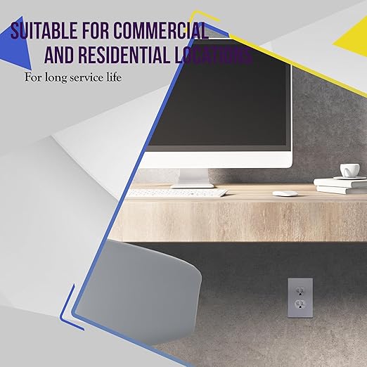 ENERLITES Elite Series Duplex Receptacle with Screwless Wall Plate, Residential Grade Duplex Outlet, Tamper-Resistant, Grounding, 15A 125V, UL Listed, 61580-TR-SVWP, Silver with Wall Plate