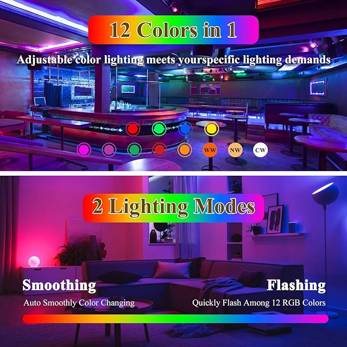 Rechargeable Battery Operated Light Bulb with Remote for Lamps, E26 Wireless USB Charging Magnetic LED Battery Powered Light Bulb, 380 LM Dimmable Puck Lights, 15 Colors, Timer, 2 Pack