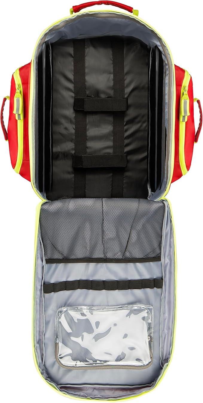 Scherber Fully-Stocked Premium First Responder Backpack | EMT/EMS Medic Trauma, Bleeding & Oxygen Medical Kit | CAT Tourniquet, QuikClot 4x4, HyFin Chest Seal & 250+ First Aid Supplies - Red