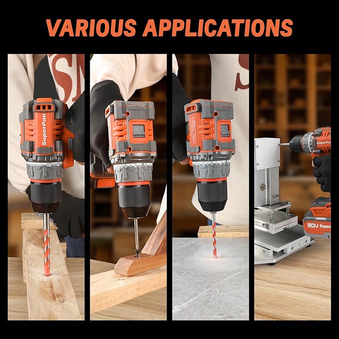Cordless Drill Driver Kit, 20V High Performance, 1/2'' Keyless Chuck, 2×4.0 Ah Li-ion Battery, 2 Variable Speed Control, 20+1 Torque Setting, Versatile Drills For Electric Drilling and Screwing