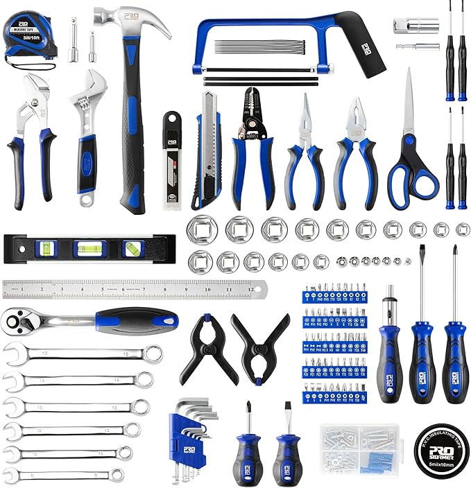 Prostormer Home Tool Kit, 259-Piece Household Hand Tool Set with Heavy Duty Aluminium Tool Box, Basic Toolkit for Home, RV, Car, Workshop and More