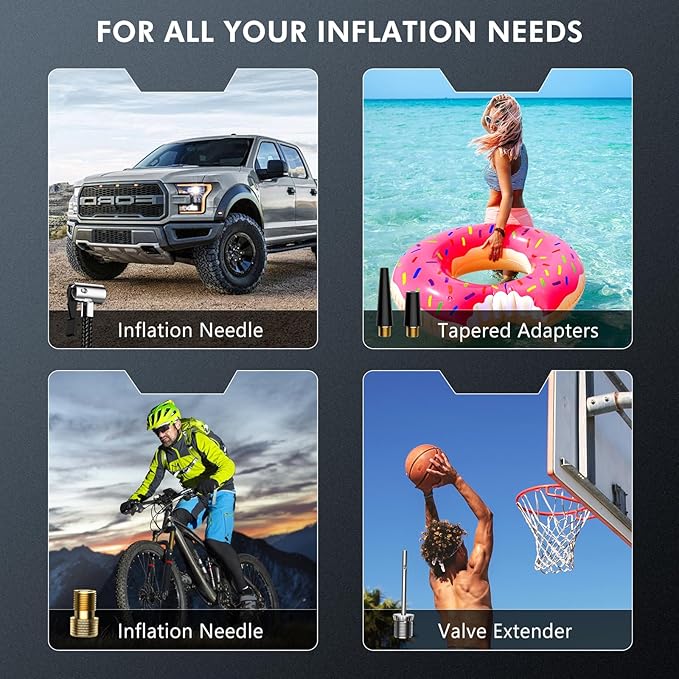 Tire Inflator Portable Air Compressor, 150PSI 12V DC Air Pump for Car Tires with LED Light, Auto Shutoff & Pressure Gauge, Tire Air Pump for Car,Motorcycle,Bicycle,Balls and Other Inflatables（Blue）