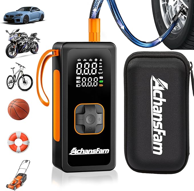 P9 Tire Inflator Portable Air Compressor, 150 PSI Cordless Bike Pump, Air Pump with LED Light Digital Pressure Gauge, Auto Shut-Off, for Car, Motorcycle, Bicycle, Balls, Car Accessories