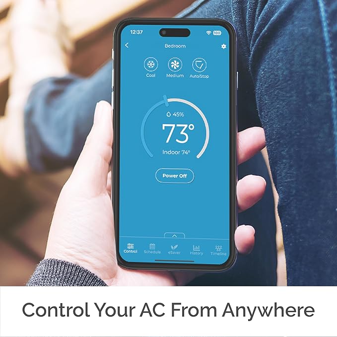 Breez Eco | Smart AC Controller for Mini Split, Window, Portable ACS | WiFi, Alexa, Google, Siri Shortcuts, SmartThings, IFTTT, Free App, NO Subscriptions | Schedules, Geofencing, Comfy (Black)