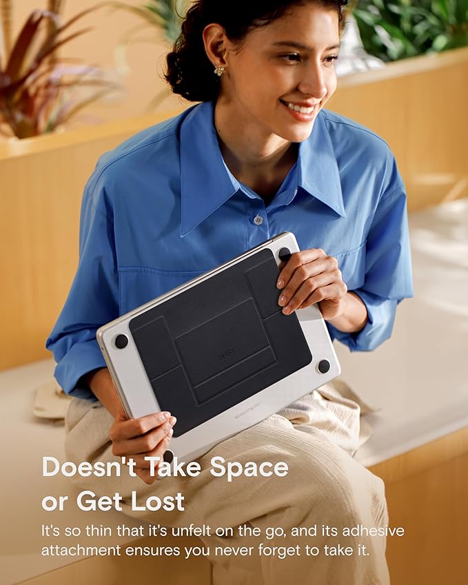 MOFT Laptop Stand for Desk, Adhesive MacBook Computer Stand with 2 Adjustable Viewing Angles, Foldable and Portable Laptop Riser Compatible with 11"-16" Laptops, Black(Adhesive Version)