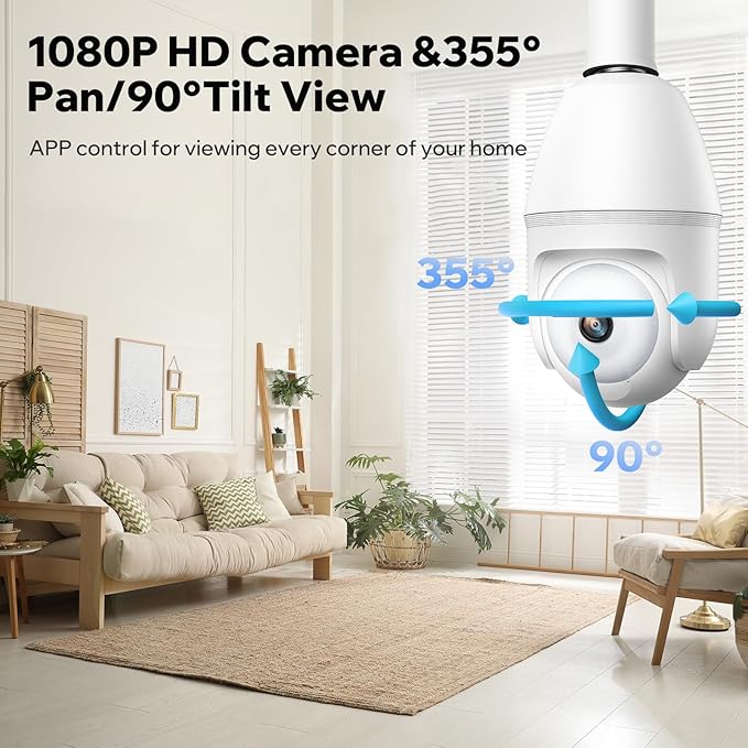 5GHz Light Bulb Security Camera Outdoor Waterproof,Light Socket Security Camera Outdoor, Wireless Bulb Camera,Full Color Night Vision, TwoWay Dialogue,Motion Tracking 2PCS