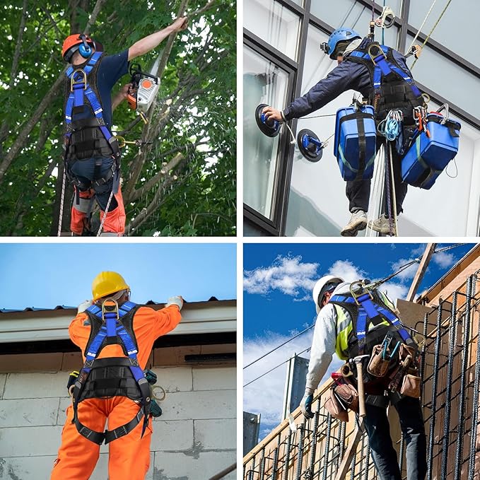 Trsmima Safety Harness Fall Protection - Roof Full Body Harness Men Construction Work Belt Tongue & Quick Connected Buckle