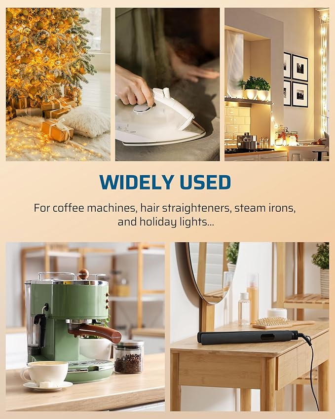 DEWENWILS Indoor Countdown Timer Outlet, 15/30/45/60min Settings, Auto Shut Off Safety Outlet for Lights, Seasonal Decor, Coffee Pot, 125V/15A Resistive/1000W Tungsten, 3 Prong, 1/3 HP, 2 Pack