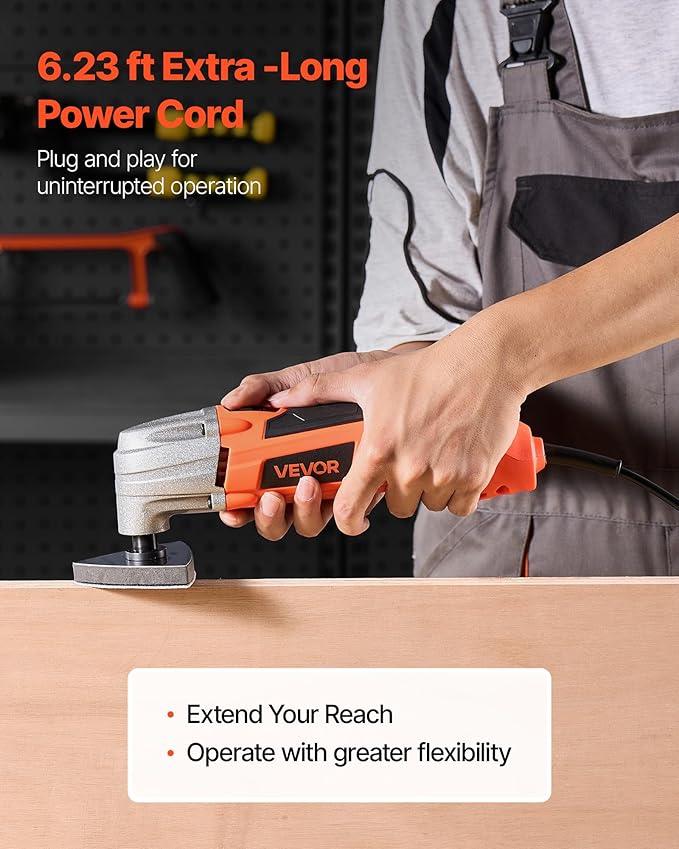 VEVOR Oscillating Tool Multitool, 2.2Amps 22,000 OPM Electric Oscillating Multi Tool Kit Corded with 2.8° Oscillating Angle, 7PCS Saw Accessories for Cutting, Scraping, Sanding, Floor Stripping