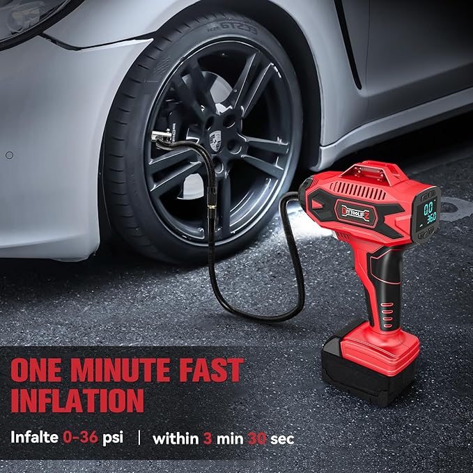 160PSI Cordless Tire Inflator Air Compressor Compatible with Milwauke 18V Battery, Portable Air Pump with Digital Pressure Gauge, Fast Inflation for Cars Motorcycles Bikes Balls(Bare Tool)