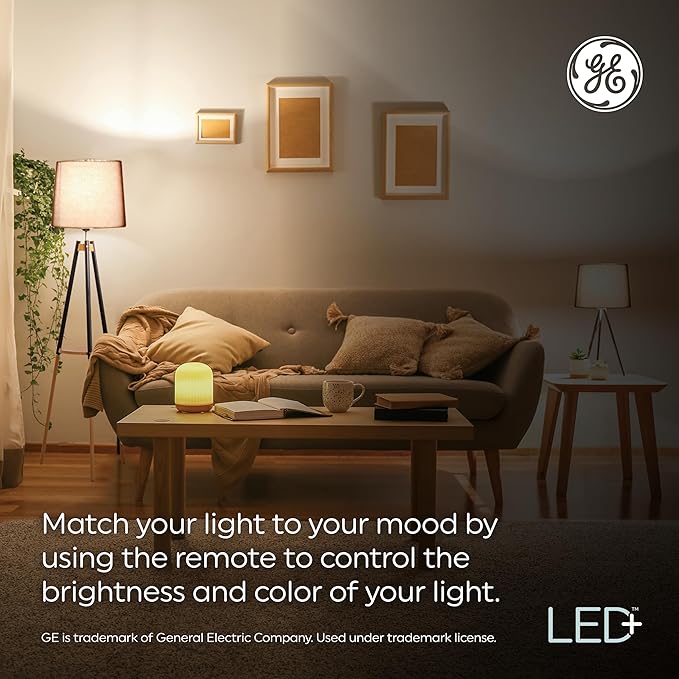 GE LED+ Color Changing LED Light Bulbs with Remote, 8.5W, No App or Wi-Fi Required, BR30 Indoor Floodlights (1 Pack)