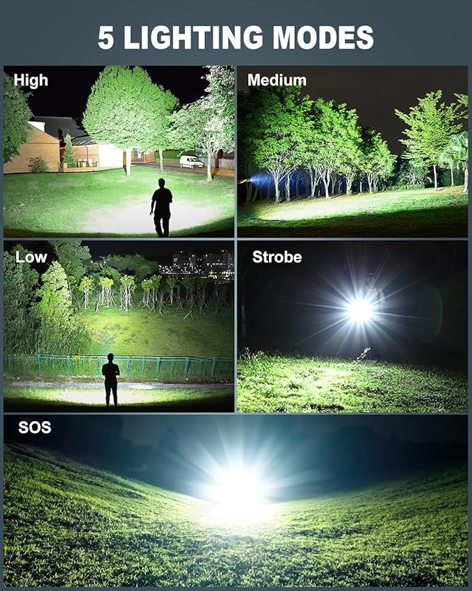 Rechargeable Flashlights High Lumens, 99,000 Lumen Super Bright Flashlight, 2pack Led High Powered Flash Light, Flashlight for Home, Camping, 5 Modes/12h Run Time for Outdoor, IPX6 Waterproof
