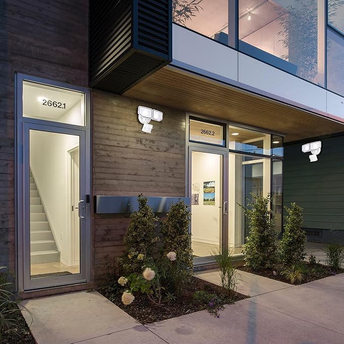 40W LED Security Lights Motion Sensor Light Outdoor, 180 Degree, 4000LM, 5000 K, ETL Water Resistant, Clear 2 Head Motion Detector Flood Light for Garage, Yard 2-Pack (White)