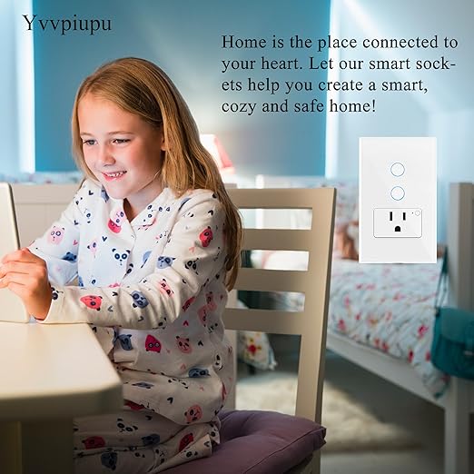 Smart WiFi Light Switch, No Hub Required, Compatible with Alexa and Google Assistant, Single Pole, White (White), ky-861+2
