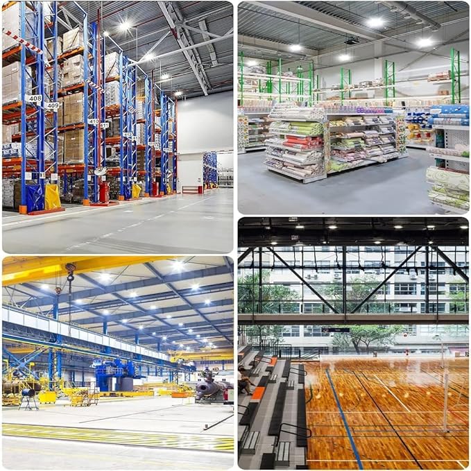 6 Pack 400W UFO Led High Bay Light,120VAC,5000K Daylight Commercial Bay Lighting,IP66 Waterproof,61050LM,1750W MH/HPS with Plug Area Lighting for Warehouse/Shop/Workshop/Barn/Gym/Factory