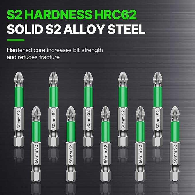 HUHAO 5Pcs High Magnetic Screwdriver Bit Set,S2 Alloy Steel Anti-Slip Drill Bit,1/4 Inch Hex Shank,Phillips Impact Screwdriver Bits Sets Waterproof Impact Batch Head for Electric Hand Tool,50mm-150mm