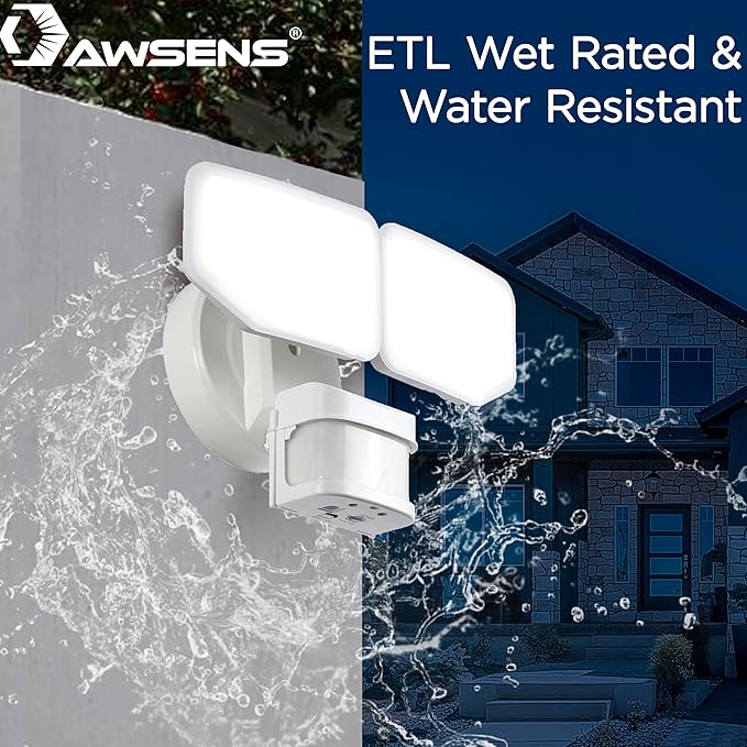 270 Degree 30W Integrated LED Security Lights Motion Sensor Light Outdoor, 2600 LM Motion Security Light, 5100 K, Motion Activated Flood Light for Garage, Backyard, Porch (White)