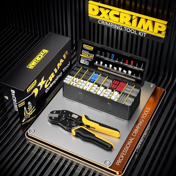 Crimp Tool Connector Kit, with 20 Types JST-SYP + JST-XH + RC Servos Connectors Set, with 32-20 AWG Crimping Tool Compatible JST, SYP, KF2510, AMP, Molex, Futaba, Dupont for Hitec Spektrum RC