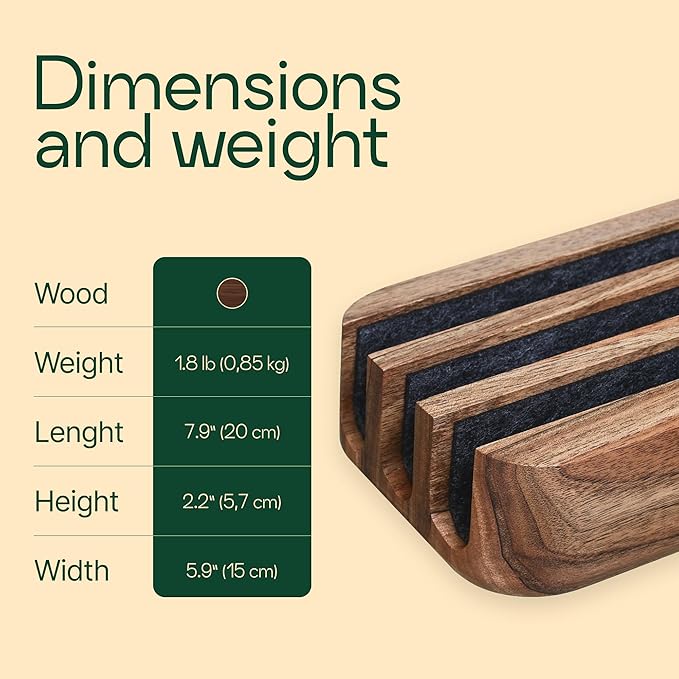 Triple Laptop Stand Vertical Laptop Holder - Vertical Laptop Stand for Desk - Laptop Holder - Handmade of Natural Wood (Triple Walnut)