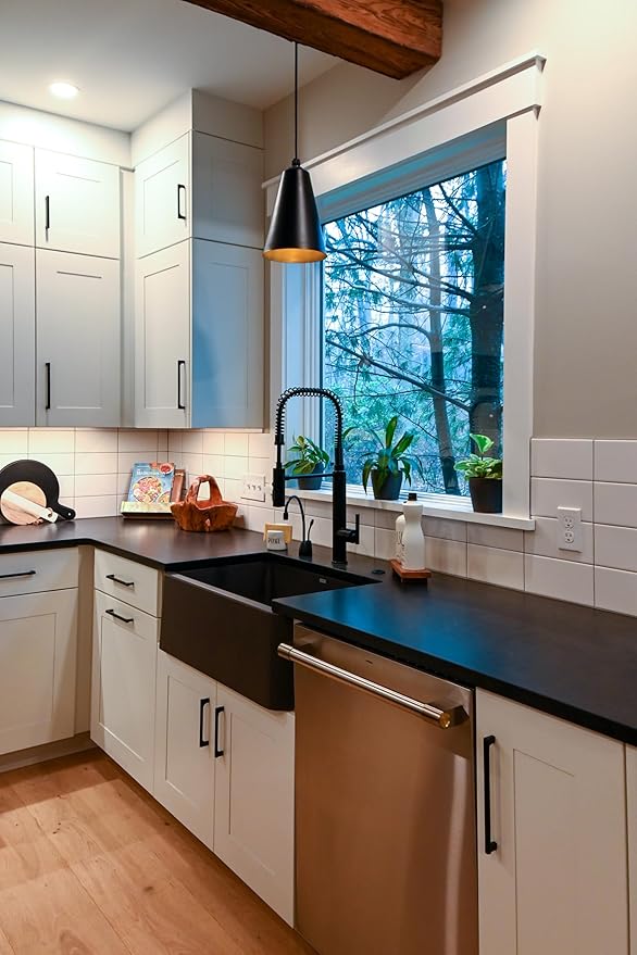 Steel Lighting Co. Laurel Pendant Light | Ceiling Mounted | 8.5 inch Cone Shade | Modern Contemporary Farmhouse Style Made in America | Black Cloth Cord | Hunter Green Exterior/White Interior