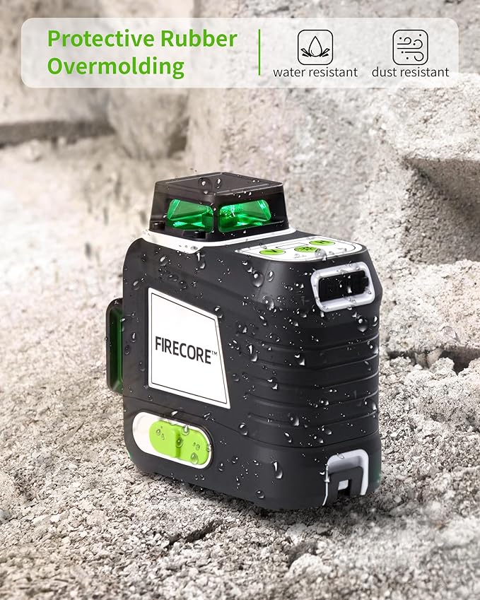 Laser Level 360 Self Leveling with 60" Tripod, Firecore 3 X 360° Rechargeable Green Lazer Leveler Tool for Picture Hanging Wall Tile Construction, 2 Battery Packs and Magnetic Bracket Included
