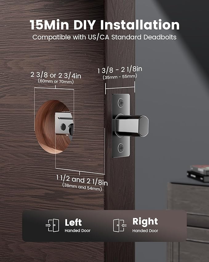 Smart Lock with Camera, 6-in-1 WiFi Doorbell Keyless Entry Door Lock, Deadbolt Lock for Front Door, Fingerprint, Keypad Code, App Control, IP65 Waterproof, BHMA, Support Alexa&Google Assistant