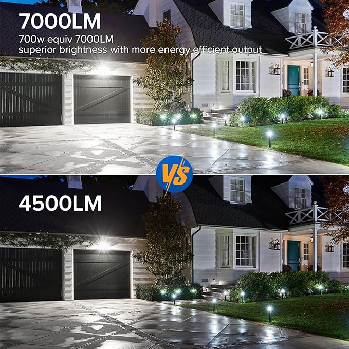 SANSI 7000LM Motion Sensor Outdoor Lights,Brightness LED Flood Lights Outdoor 54W 5000K 700W Equiv IP65 Dusk to Dawn Security Lights with 2 Adjustable Heads 8 Lights for Garage, Yard, Patio, White