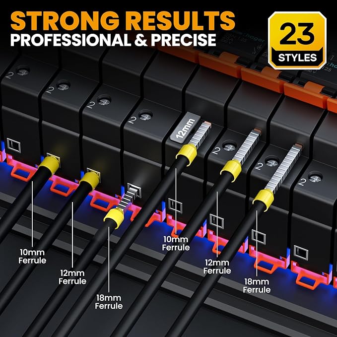 SOMELINE Ferrule Crimping Tool, Ratchet Pliers for AWG24-8 with 23 Sizes Wire End Ferrule Terminals, Quadrilateral Wire Crimp Pliers with Crimp Connectors,Crimp Pliers and Stripper Kit Crimp Connector