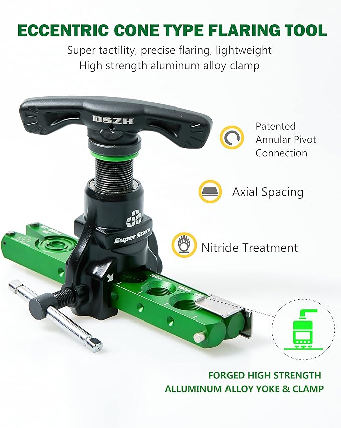 Super Stars Flaring Tool Kit 1/4in - 3/4in Single Flare Tool HVAC 45° Eccentric Type Flare Tool with Pipe Cutter for Copper Tube Pipe (5 in 1 Kit)