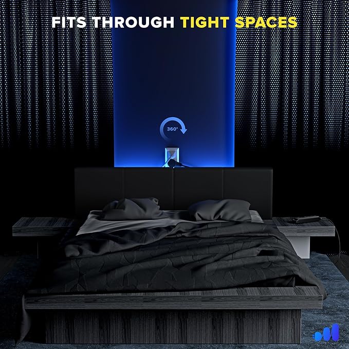 Maximm 360 Degree Rotating Flat Extension Cord 3 Ft Multi 3 Outlet Power Cord with Loop, Grounded 16 AWG UL Certified, Black