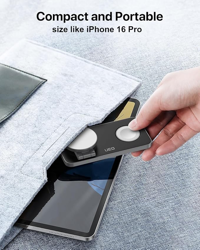 Foldable 3 in 1 Wireless Charging Station for Apple Compatible with Magsafe Charger Stand,Magnetic Wireless Charger Station for iPhone 16 15 14 13 12 Series,Airpods Pro,Apple Watch(Black)