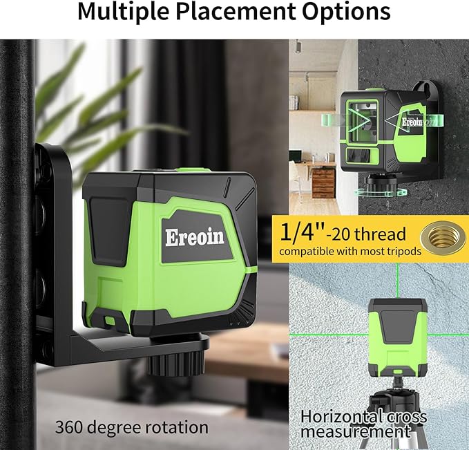 Laser Level Self-leveling Green Cross laser tool with vertical and horizontal lines,360 degree rotation self-leveling mode&IP54 waterproof for Picture Hanging Indoor & Outdoor