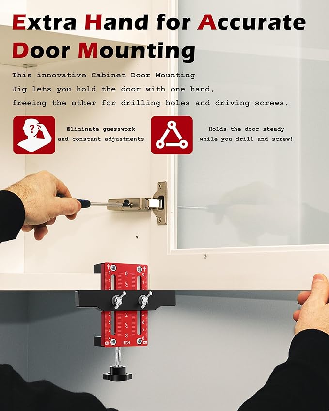 Cabinet Hinge Installation Jig for Efficient Hinge Mounting, Cabinet Door Installation Positioner, Cabinet Installation Tool for Door Mounting, Cabinet Hardware Jig for Drilling Concealed Hinges