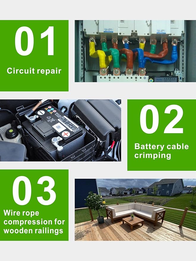 AMZCNC Hydraulic Cable Lug Crimper 8 US TON 12 AWG to 00 (2/0) Electrical Terminal Cable Wire Tool Kit with 9 Die (Crimping Tool and Copper wire scissors)