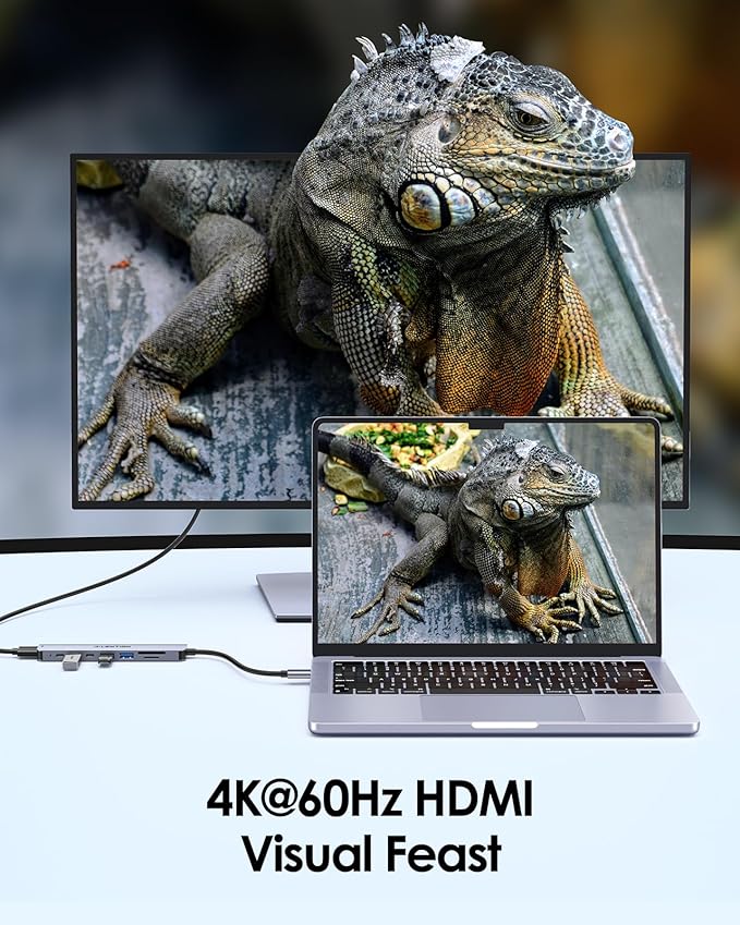 LENTION 8 in 1 USB C Hub with 4K@60Hz HDMI Adapter, 2 USB C Data & 2 USB 3.0 Port, 100W PD, SD/Micro SD Card Reader for 2016-2024 MacBook Pro M4, New Mac Air/Surface, More, (CB-CE19, Space Gray)