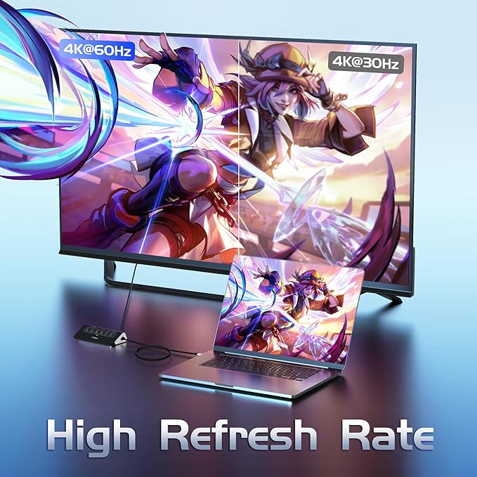 USB C Hub Ethernet, 10Gbps Laptop Docking Station 10-in-1, 4K@60Hz HDMI, 3 USB C/A 3.2 Data, LAN, 2 USB A 2.0, PD 100W, SD/TF Ports, 3.28FT Powered USB Hub for Laptop, PC, iPhone 16/15, Mac