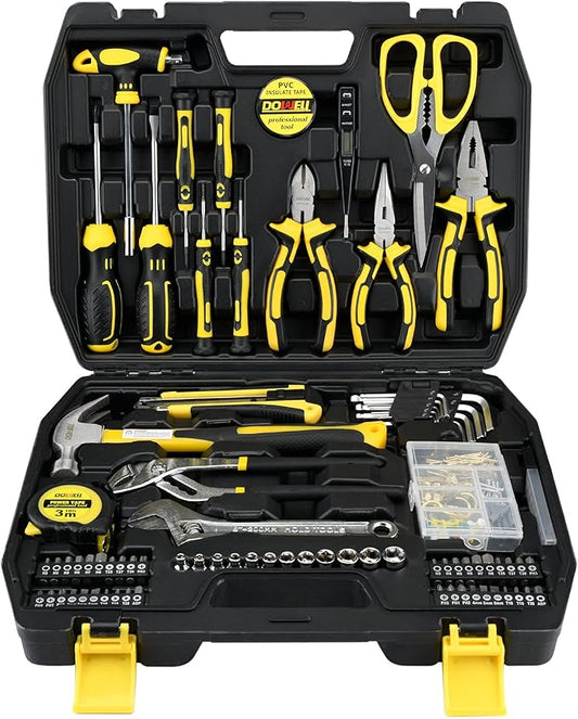 DOWELL Tool Set 185 Piece, General Household Tool Kit, Hand Tool Kit with Toolbox Storage Case for Home Repair