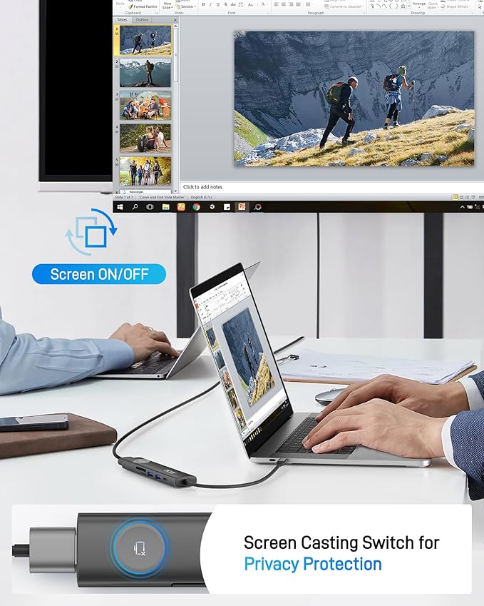 Acer USB C HUB Multiport Adapter, 7 in 1 USB-C to HDMI Adapter with 4K@60Hz, 100W PD, 5Gbps 2*USB-A 3.1, 1*Type-C 3.1, SD Card Reader Type C Dongle for iPhone 16/15, MacBook Pro/air, iPad, Acer(Black)