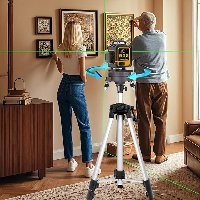 Laser level pole telescoping with electric rotating base 13.8 feet/4.2M laser level tripod Equipped with 1/4 inch 5/8-inch screw threads ，with a 47 inch tripod