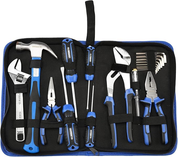 19-Piece Home Tool Kit Hand Tool Set with Easy Carrying Pouch Perfect for DIY, Home Maintenance