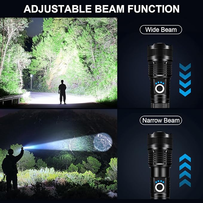 3 Pack Rechargeable Flashlights High Lumens, 99000LM Super Bright LED Flashlight, Adjustable Powerful Flash Light with 5 Modes & USB Cable, Waterproof Handheld Flashlight for Home Camping Outdoor