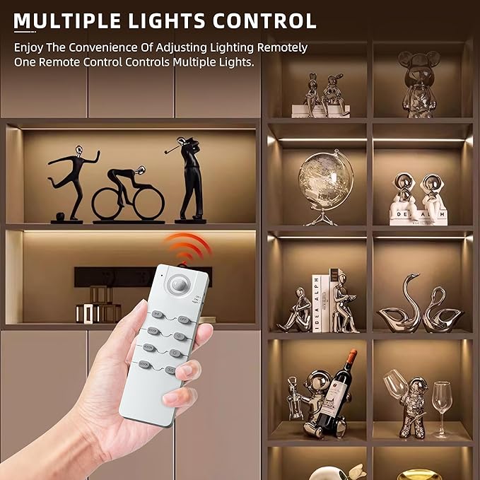 66 LED Under Cabinet Lights Wireless with Full Lighting,Rechargeable Closet Lights with Remote and Motion Sensor Indoor,Under Counter Light with CCT and Dimmable for Kitchen,Stair(3 Pack,7.87inch)