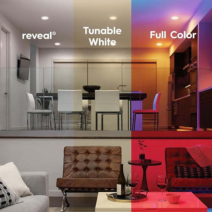 Cync GE Reveal Smart LED Recessed Downlight, Color Changing WiFi Light, Matter Compatible, Compatible with Alexa and Google Home, 6in, 2-Pack