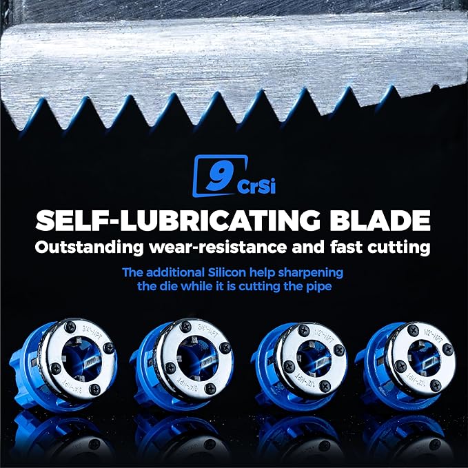 toolant Ratchet Pipe Threader Kit, NPT 1/4" - 1-1/4" Manual Ratcheting Pipe Threader, Portable Pipe Threading Tool Set with 6PCS NPT Dies, Storage Case for Galvanized Aluminum Iron Copper Pipes