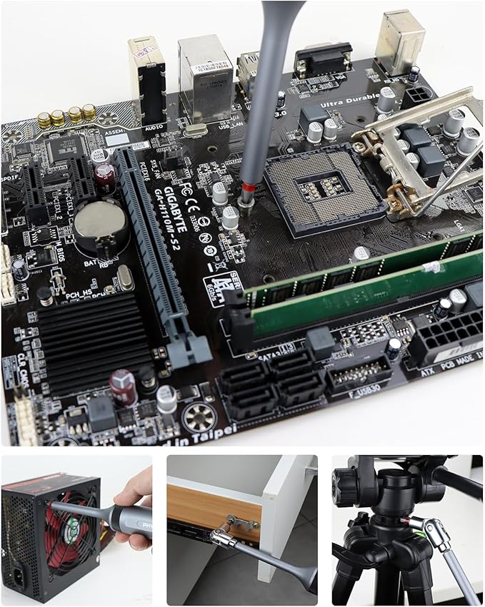 34pcs Ratcheting Electric Screwdriver Set Multibit Screwdriver Portable,Multi-Function Milwaukee Impact DIY Repair Tool Kit with Aluminum Handle for Electronics,pc,USB Rechargeable