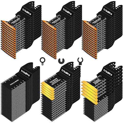 Multitool Blades Multi-Tool Blades Kits - TrivdPro 100pcs Oscillating Tool Blade Oscillating Saw Blades for Metal Wood Plastic, Oscillator Blades for Multi Tool Fits Dewalt Milwaukee Ryobi Fein Bosch