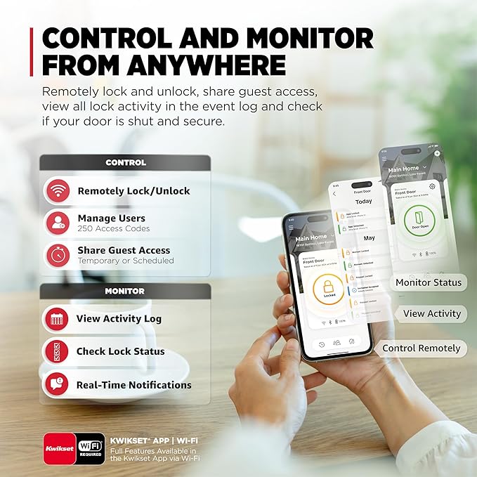 Kwikset Halo Select Smart Lock Keyless Entry Door Lock Wi-Fi and Matter Enabled Deadbolt No Hub Needed, Geofence Auto-Unlock, Grade AAA Certified, Easy Install, Matte Black Lifetime Finish Warranty